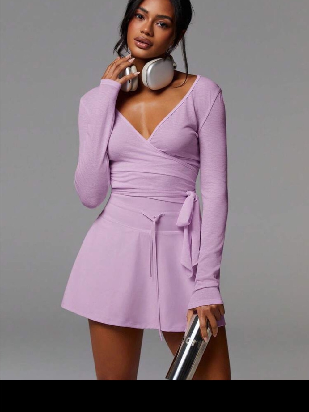 Fabletics Lilac Wrap-Front Long Sleeve Top